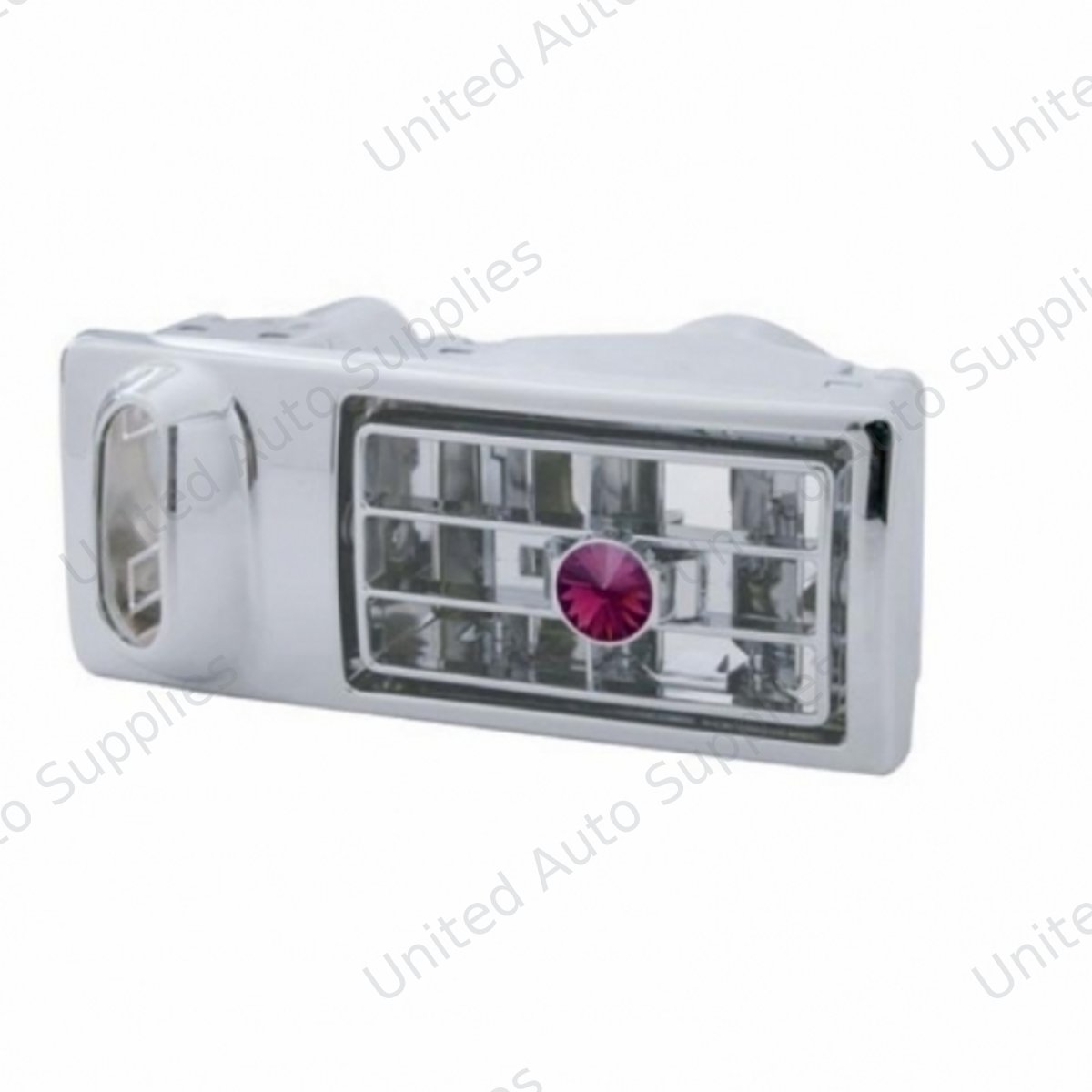 Chrome Plastic A/C Vent With Color Crystal For 2002-2005 Kenworth - Purple Crystal - Driver