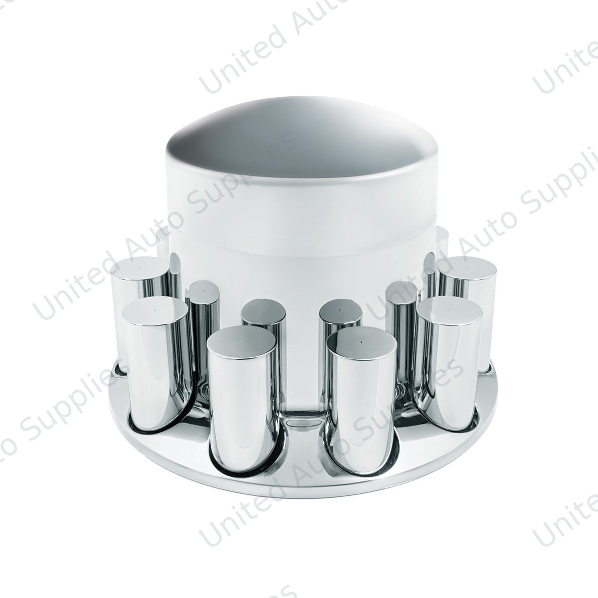 Chrome Plastic Extra Tall Dome Rear Axle Cover With 33mm Thread-On Tall Cylinder Nut Covers