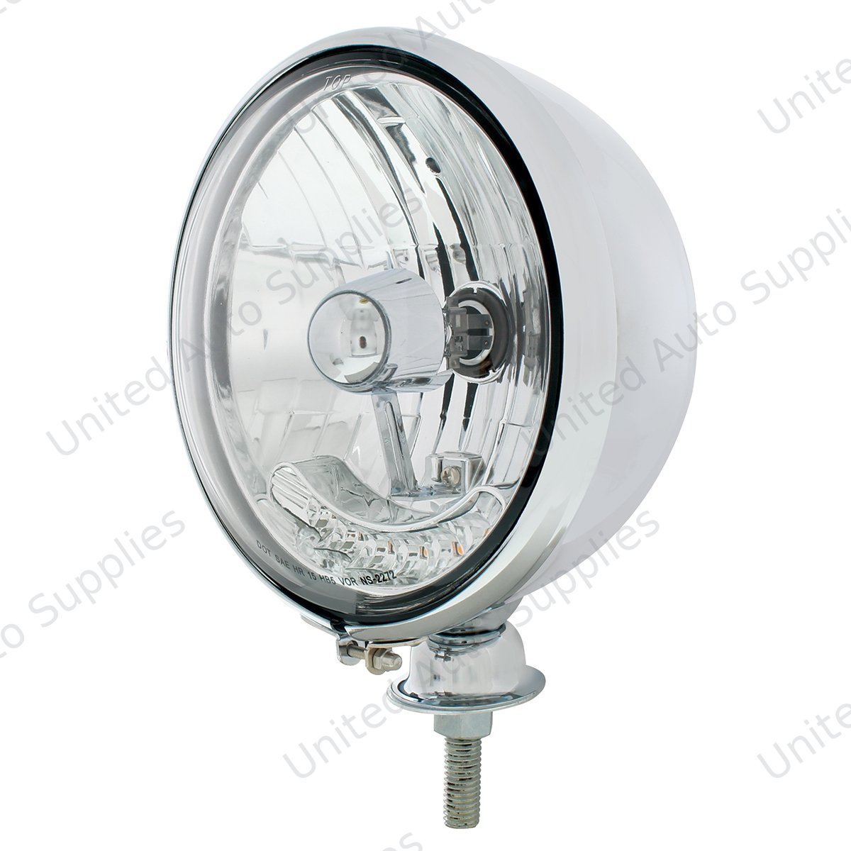Chrome Kingbee Style Headlight Housing & 9007 Bulb With 6 Amber LED