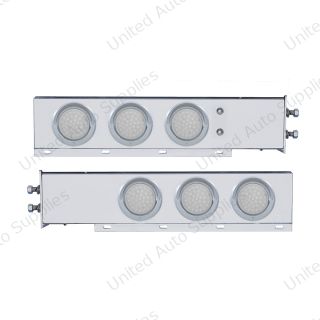 2" Bolt Pattern SS Spring Loaded Bar With 6X 36 LED 4" Lights & Visors -Red LED/Clear Lens (Pair)