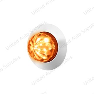 6 LED Dual Function 1-1/4" Watermelon Light W/ Stainless Steel Bezel(Clearance/Marker)-Amber LED/Amber Lens