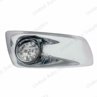 Fog Light Cover With Amber LED Reflector Watermelon Light & Visors For 2007-17 KW T660- Passenger -Clear Lens