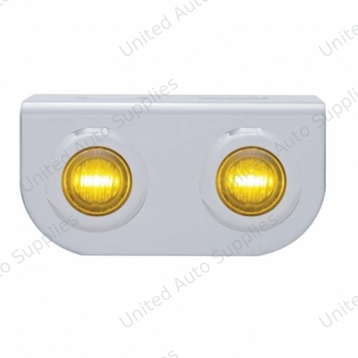 Stainless Light Bracket With 2X 3 LED 3/4" Mini Lights - Amber LED/Amber Lens