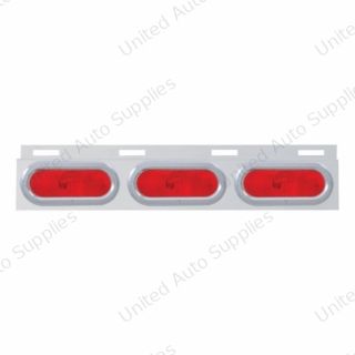 Stainless Top Mud Flap Plate With 3 Oval Lights & Bezel - Red Lens (Each)