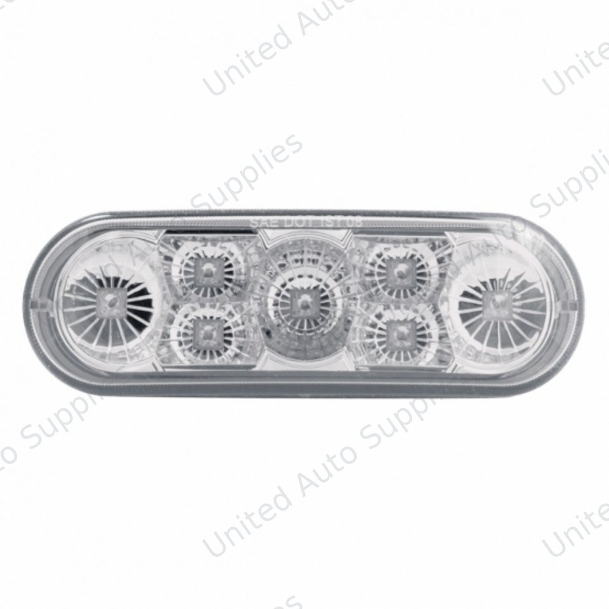 7 LED 6" Oval Reflector Stop, Turn & Tail Light - Red LED/Clear Lens