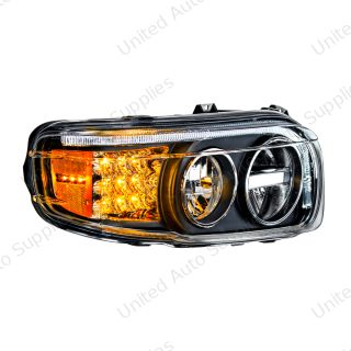Blackout LED Headlight With LED Turn & Position Light Bar For 2008-2023 Peterbilt 389- Passenger