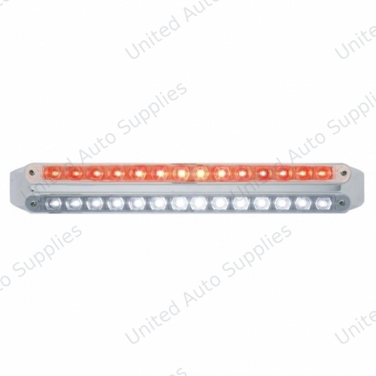 Dual 14 LED 12" Light Bars - Red & White LED/Clear Lens