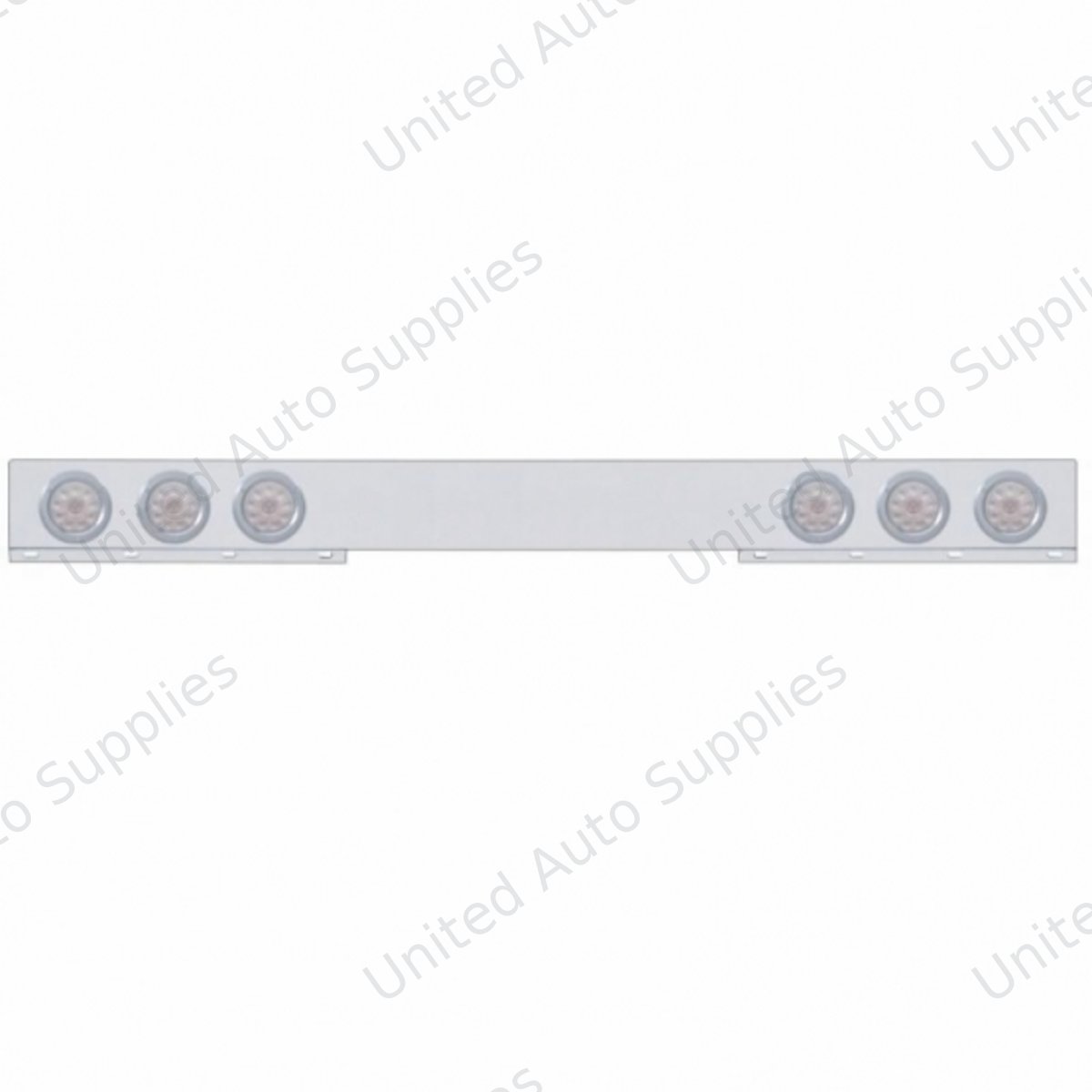Chrome 1 Piece Rear Light Bar With Six 10 LED 4" Lights & Bezels - Red LED/Clear Lens