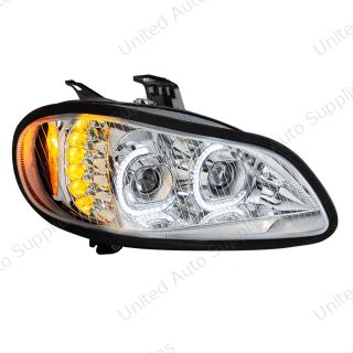Chrome LED Projection Headlight Assembly For 2003-2024 Freightliner M2- Passenger