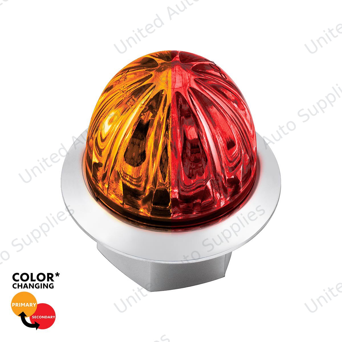 Double Fury 4 LED 1-1/8" Watermelon Clearance/Marker Light- Amber & Red LED/ Clear Lens