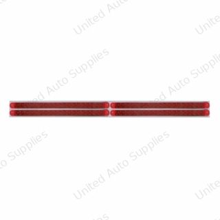 Chrome Top Mud Flap Plate With Four 19 LED 12" Reflector Light Bars - Red LED/Red Lens (Each)