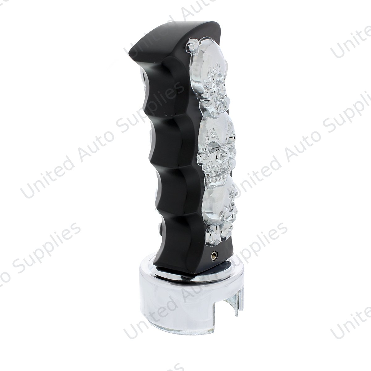 Skulls Pistol Grip Gearshift Knob With 13/15/18 Speed Adapter - Black/Chrome