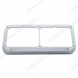 14 LED Chrome Rectangular Dual Headlight Bezel - Amber LED/Chrome Lens