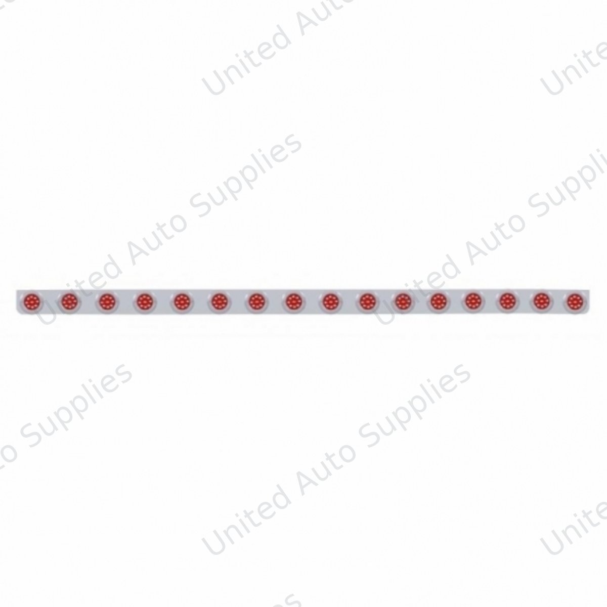 79-1/2" Stainless Bumper Light Bracket With 16X 9 LED 2" Lights & Bezels - Red LED/Red Lens