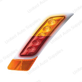 Double Fury 5 LED Fender Turn Signal Light For 2012-2021 Peterbilt 579-Amber & Red LED,Driver