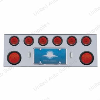 SS Rear Center Panel With 2X 7 LED 4" Reflector Lights & 6X 13 LED 2.5" Lights -Red LED & Lens