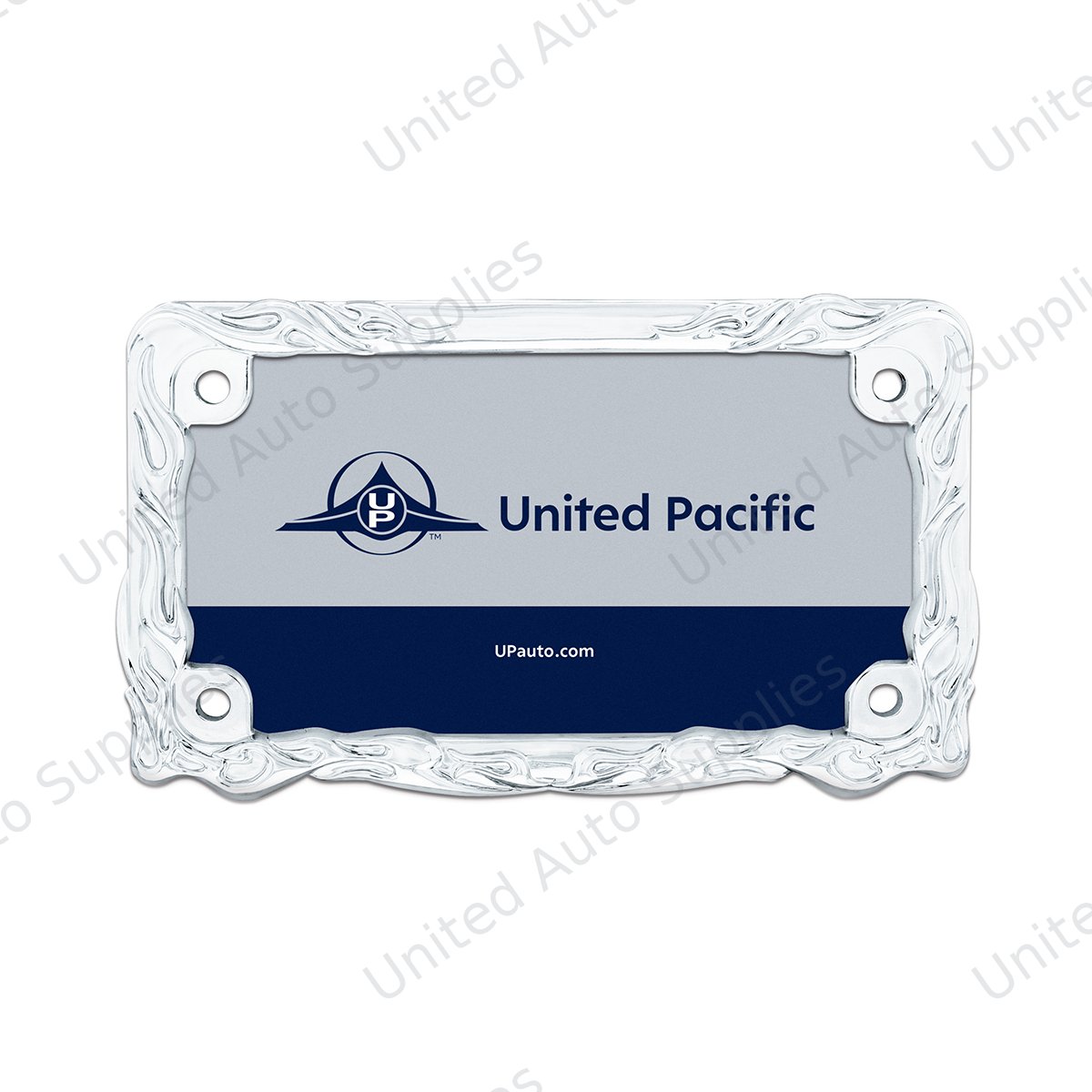 Motorcycle License Plate Frame - Chrome Flame & Frame