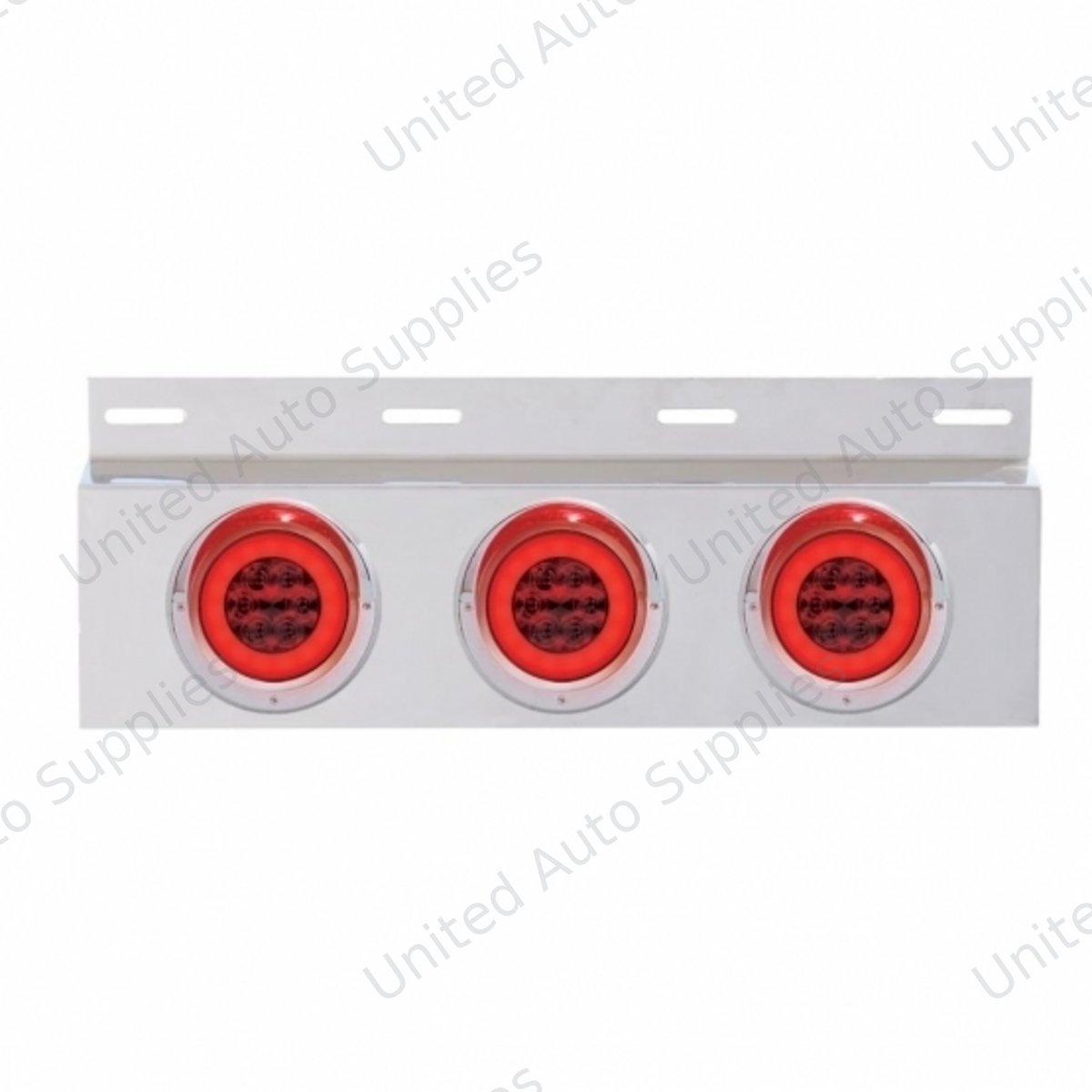 Stainless Top Mud Flap Plate With 3X 21 LED 4" GloLight & Visors - Red LED/Red Lens (Each)