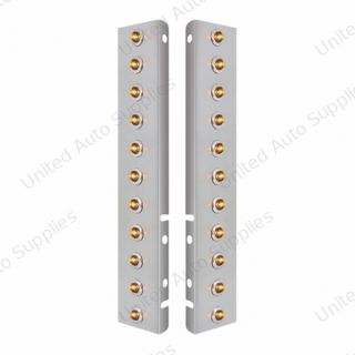SS Front Air Cleaner Bracket With 22X 2 Amber LED 3/4" Mini Lights & SS Bezels For Peterbilt-Clear Lens