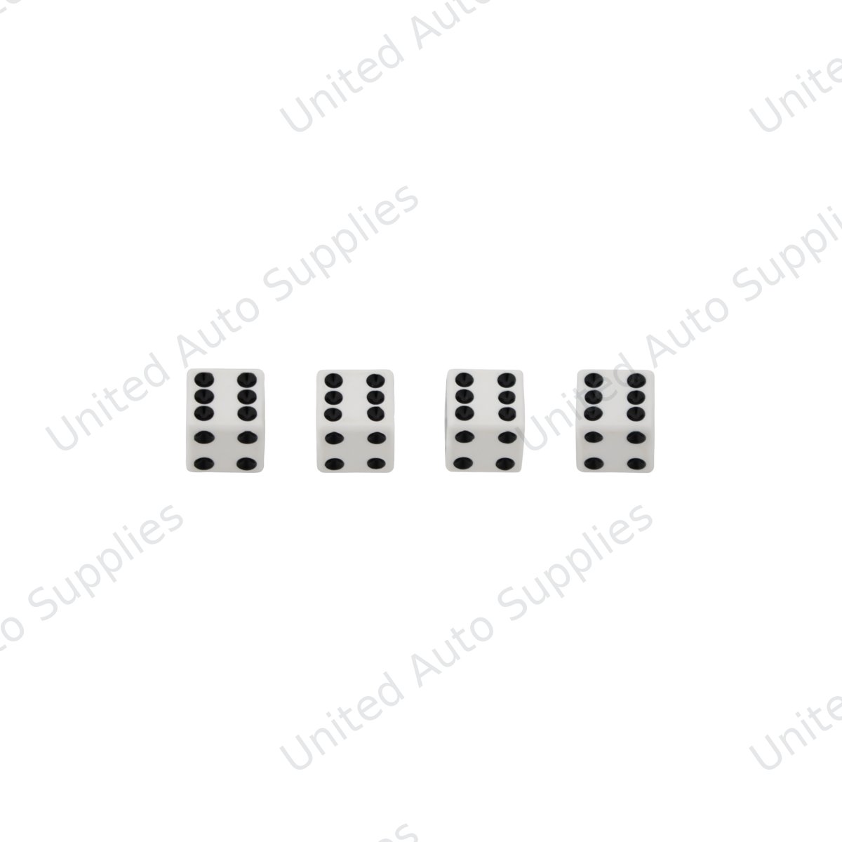 White Dice Valve Caps With Black Dots (Set of 4)