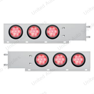 3-3/4" Bolt Pattern Deluxe SS Spring Loaded Bar W/6X 7 Red LED 4" Reflector Light -Clear Lens (Pair)