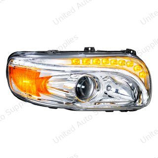 Chrome Projection Headlight With LED Turn & DRL For Peterbilt 389 (2008-2023) & 388 (2008-2015)- Passenger