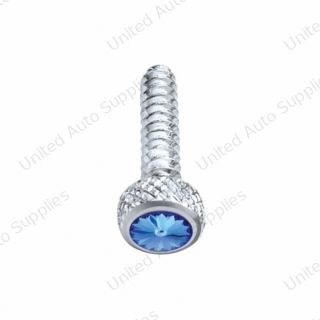 Chrome Short Dash Screw For Freightliner With Blue Crystal (Bulk)