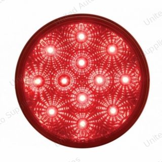 12 LED 4" Round Reflector Light (Stop, Turn & Tail) - Red LED/Red Lens