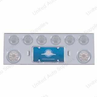 SS Rear Center Panel With 2X 10 LED 4" Lights & 6X 13 LED 2.5" Lights & Bezels -Red LED/Clear Lens