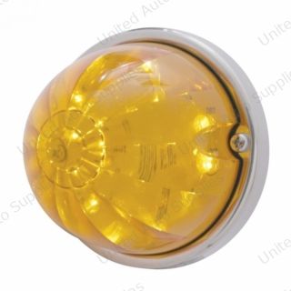 17 LED Dual Function Watermelon Flush Mount Kit With Low Profile Bezel - Amber LED/Amber Lens