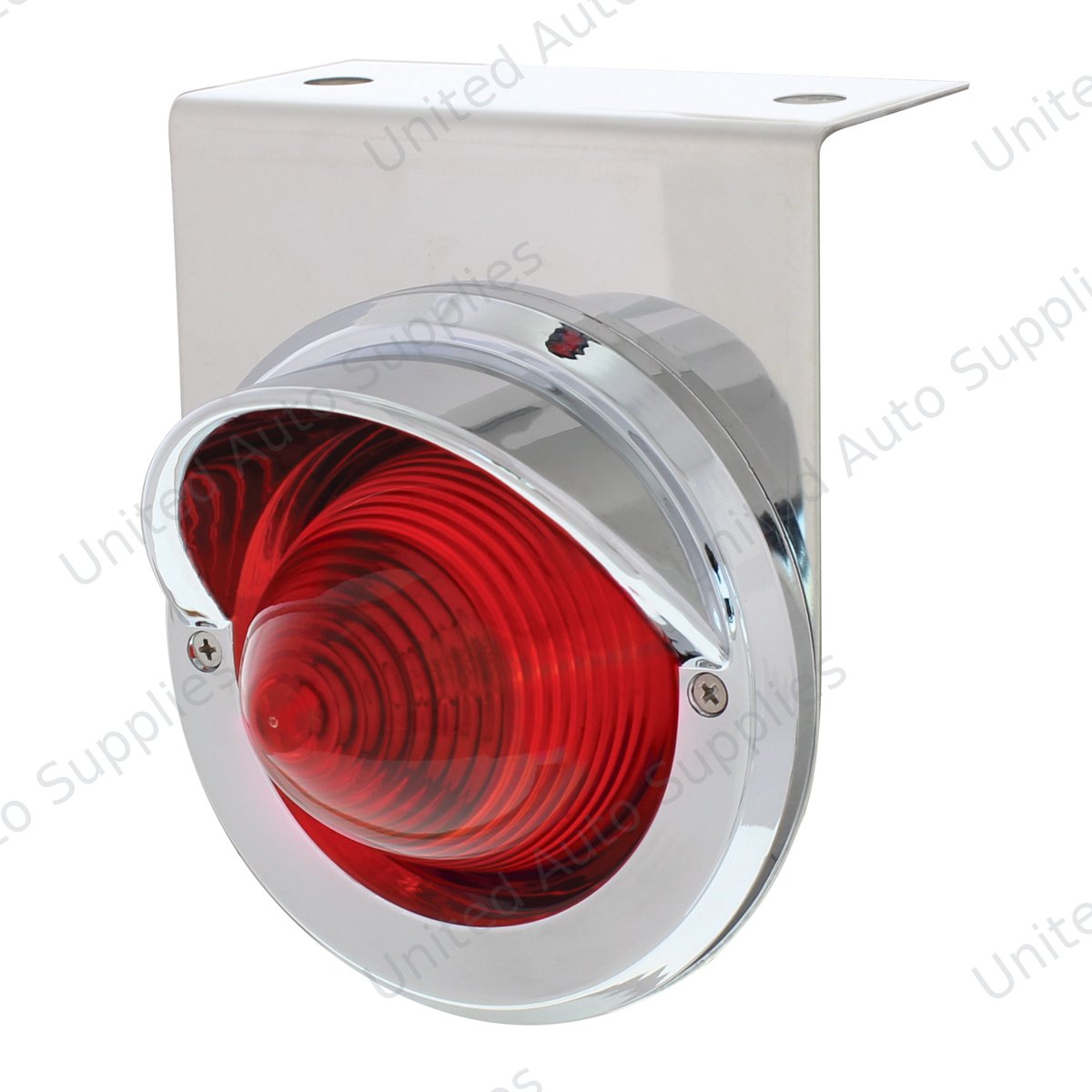 Stainless Steel Bracket With Single Red Light & Chrome Visor Bezel