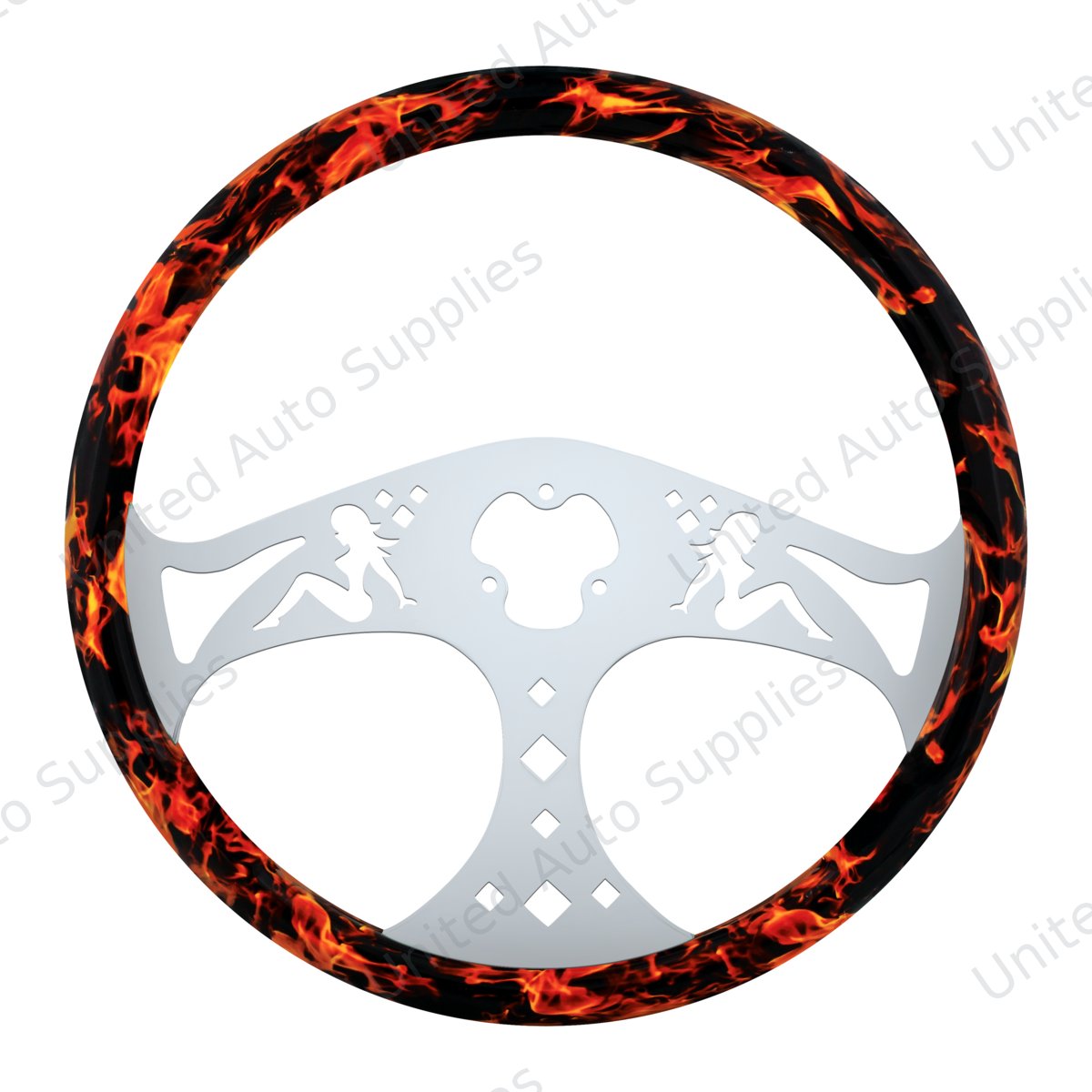 18" Flame Steering Wheel With Hydro-dip Finish Wood - Lady