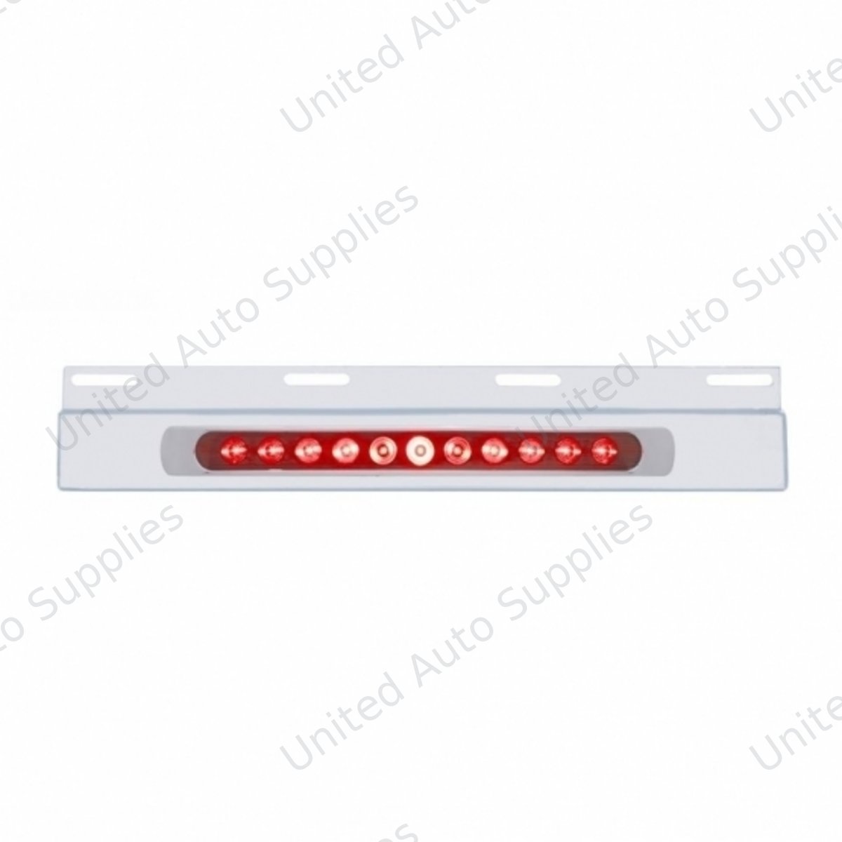 Stainless Top Mud Flap Plate With 11 LED 17" Light Bar & Bezel - Red LED/Red Lens (Each)