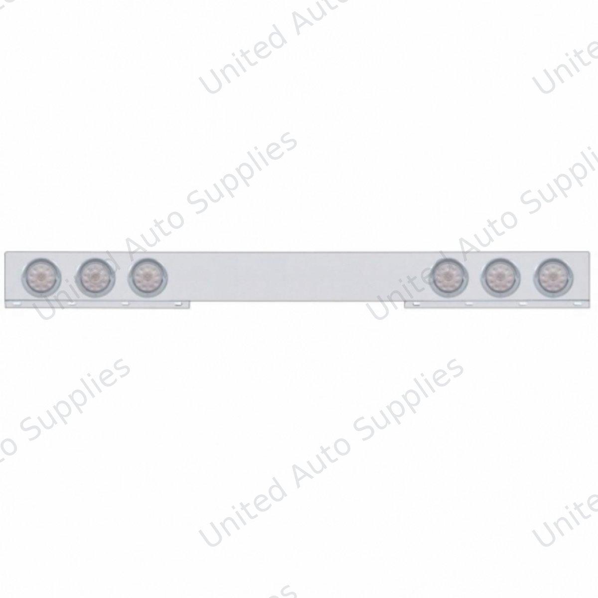 Stainless 1 Piece Rear Light Bar With Six 10 LED 4" Lights & Visors - Red LED/Clear Lens