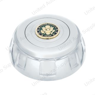 Chrome Aluminum Steering Wheel Horn Button With Metal Medallion, US Army