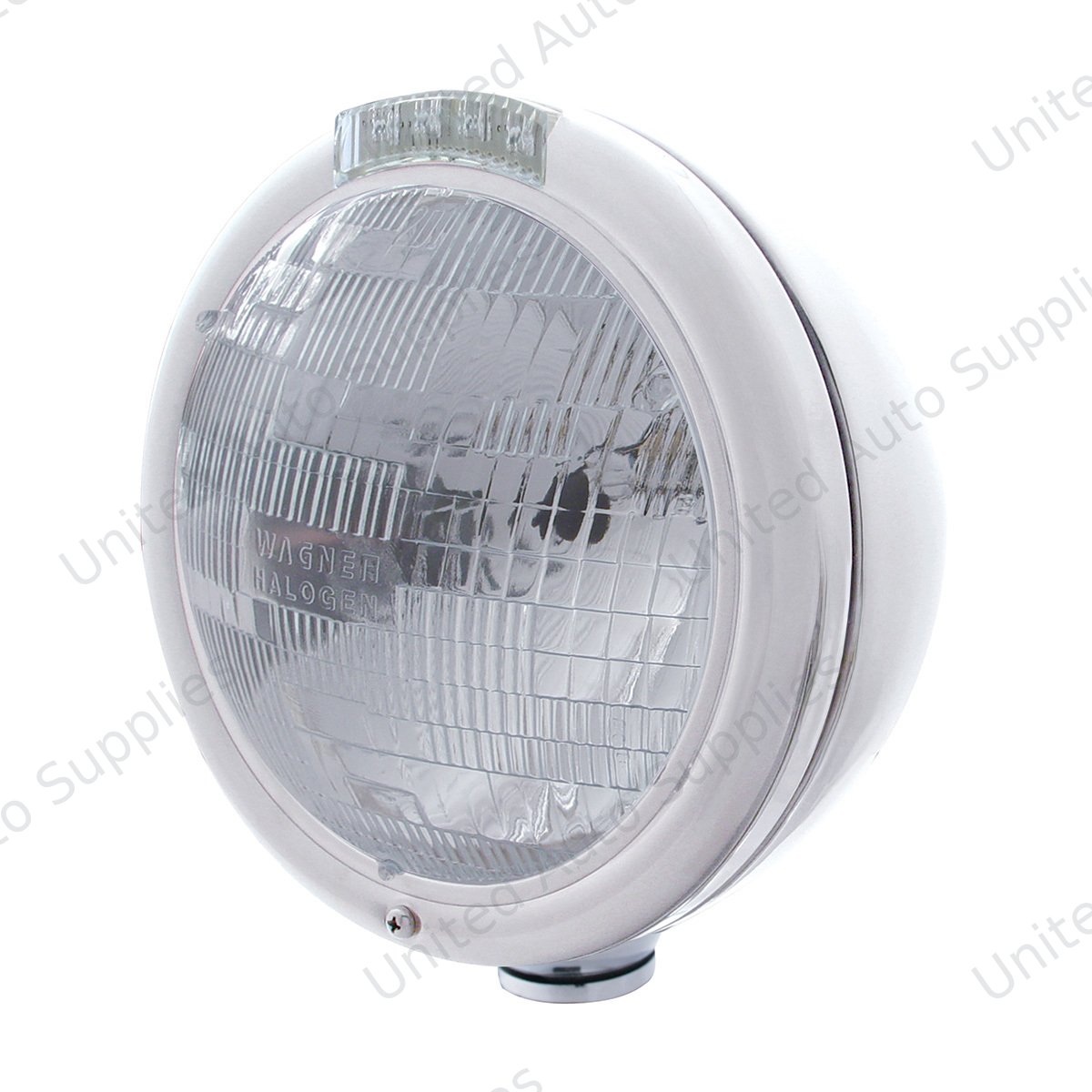 Chrome Classic Headlight H6024 Bulb & LED Turn Signal - Clear Lens