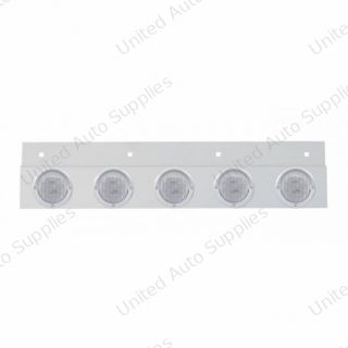 Stainless Top Mud Flap Plate With 5X 9 LED 2" Lights & Visors - Red LED/Clear Lens (Each)