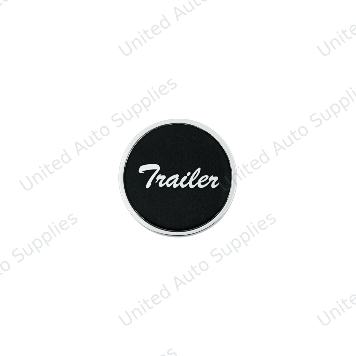 Aluminum Screw-On Air Valve Knob With Glossy Trailer Script Sticker - Black Sticker