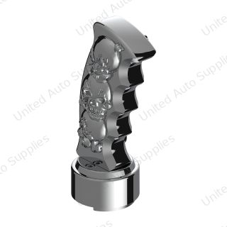 Thread-On Skulls Pistol Grip Gearshift Knob With Chrome 9/10 Speed Adapter - Chrome
