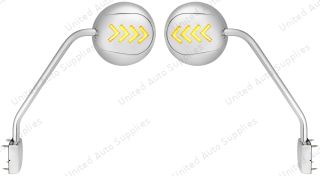 Chrome Hood Mirror Assembly With Sequential LED Turn Signal For 2013-2021 KW T680 & 2012-2021 PB 579-Driver and Passenger (2pcs)