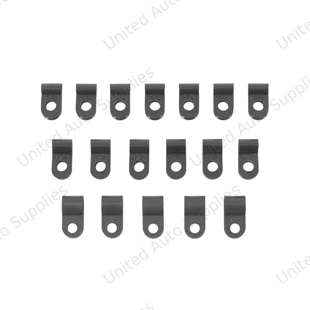 1/8, 3/16, 1/4 Nylon Clamp Assortment Black (18-Pack)