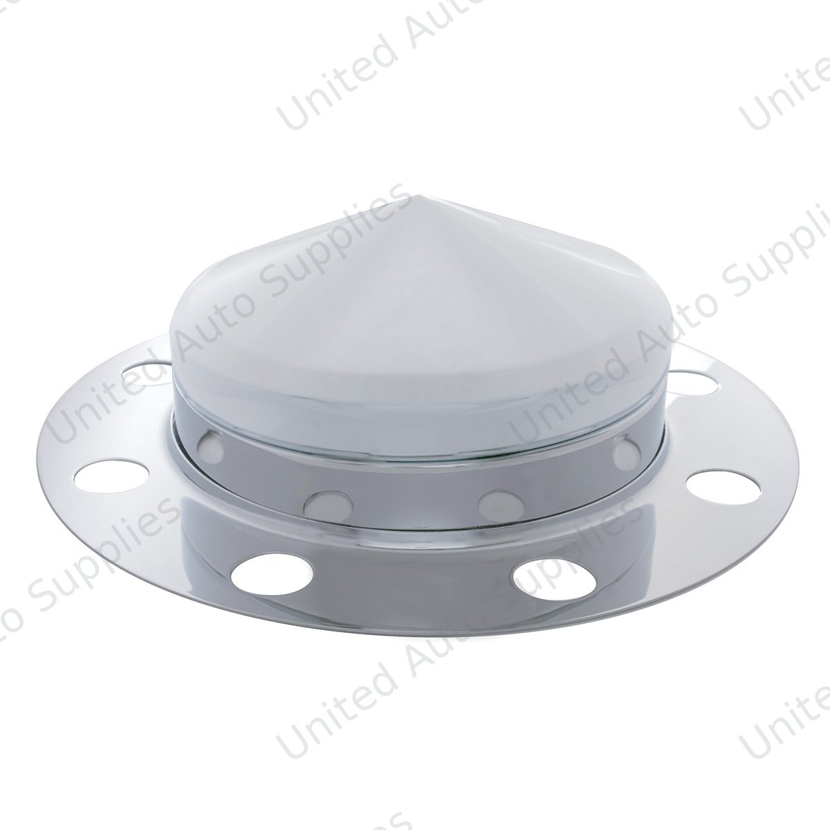 Chrome Pointed Front Axle Cover 3PC Kit For 33mm Nut Cover - Steel/Aluminum Wheel (8 Hole)