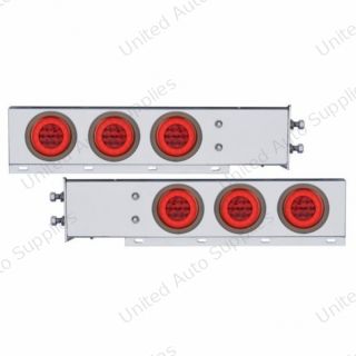 2.5" Bolt Pattern SS Spring Loaded Bar With 6X 21 LED 4" GloLight -Red LED & Lens (Pair)