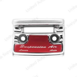 Chrome Plastic Suspension Air Switch Guard With Glossy Sticker For 1990-2010 Freightliner Classic-Red