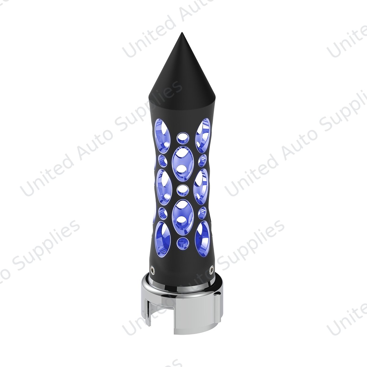 Thread-On Daytona Spike Gearshift Knob With LED 13/15/18 Speed Adapter - Black/Blue LED