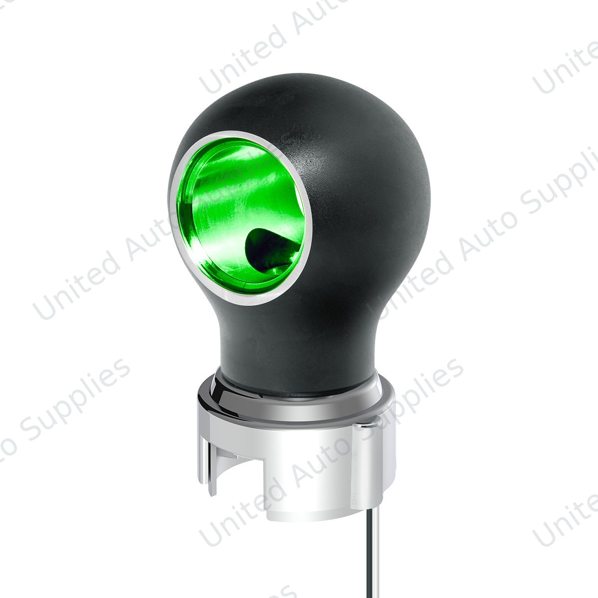 Thread-On Matte Black Charlotte Gearshift Knob With LED 13/15/18 Speed Adapter-Green LED