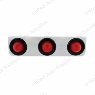 Stainless Light Bracket With Three 2.5" Beehive Lights & Grommets - Red Lens