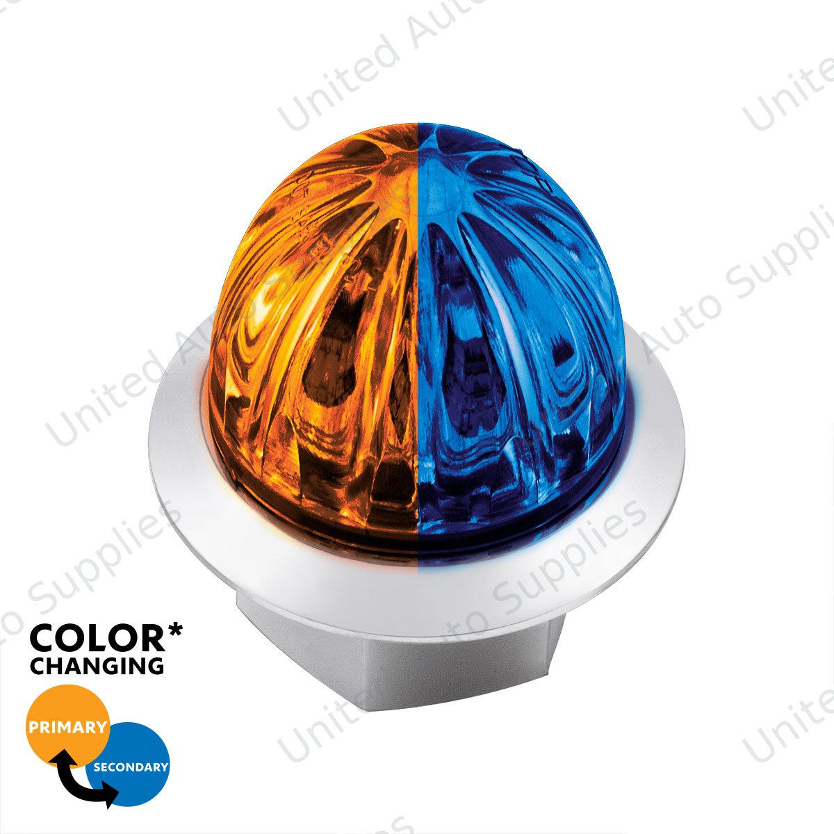 Double Fury 4 LED 1-1/8" Watermelon Clearance/Marker Light- Amber & Blue LED/ Clear Lens