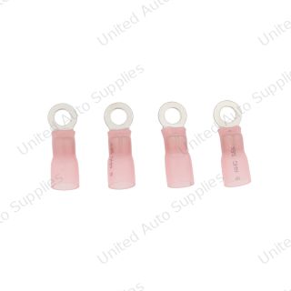 8 AWG 1/4" Stud CS Heat Shrink Ring Terminal - Pink (4-Pack)
