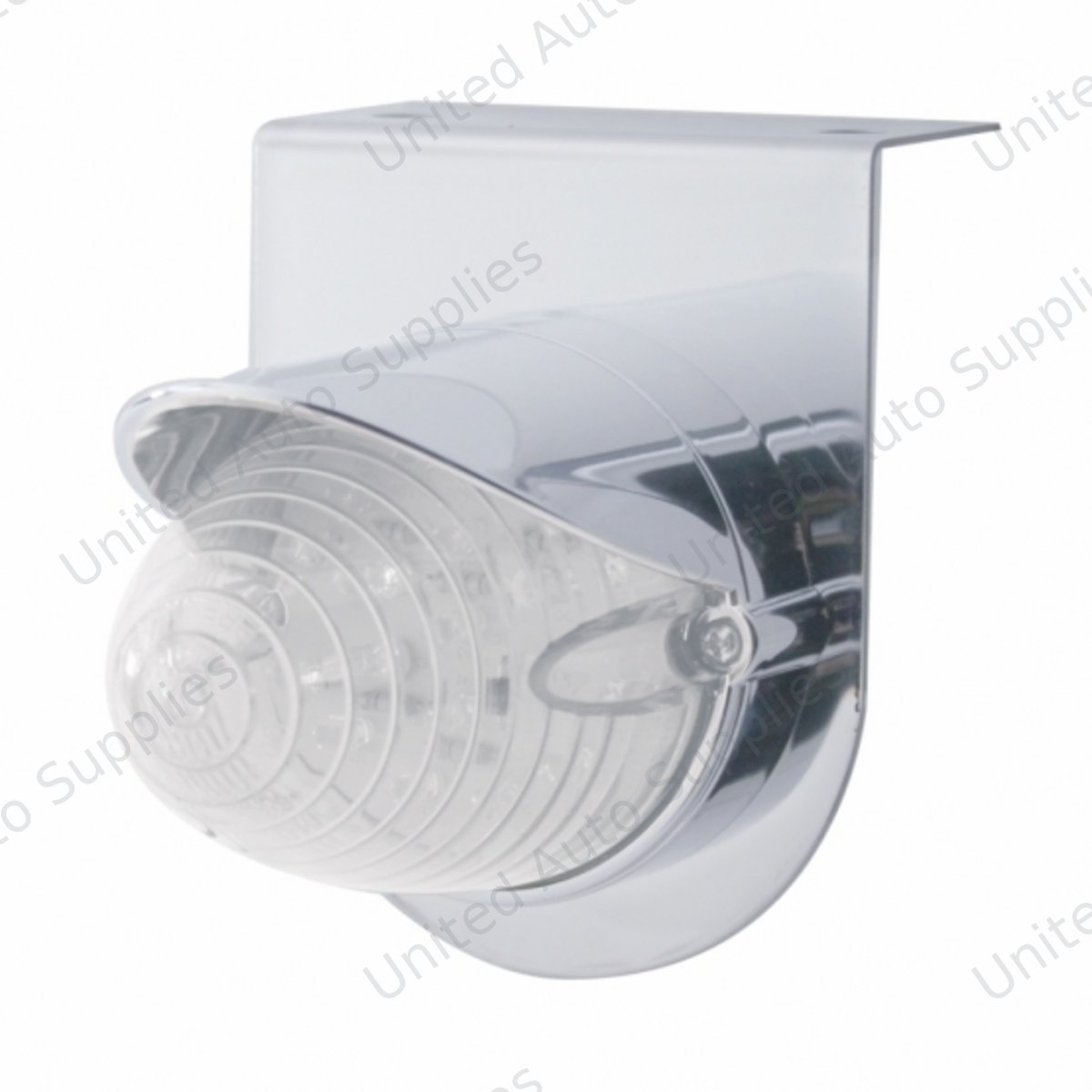 Stainless Light Bracket With 19 LED Beehive Light & Visor - Amber LED/Clear Lens